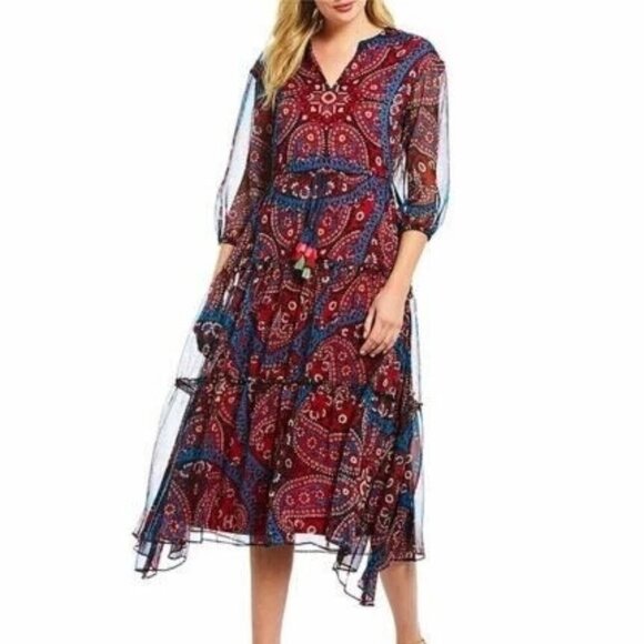 TAYLOR DRESS-PAISLEY CHIFFON-BOHO-Hippie Vibe-Size 4-NEW WITH TAGS - Picture 1 of 4